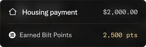 Earn up to 1.25X points on rent and mortgage payments