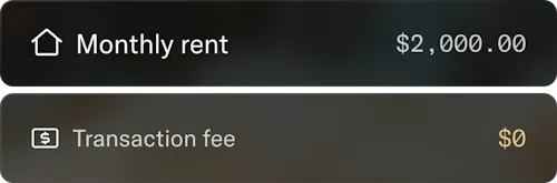 No transaction fee on rent and mortgage payments